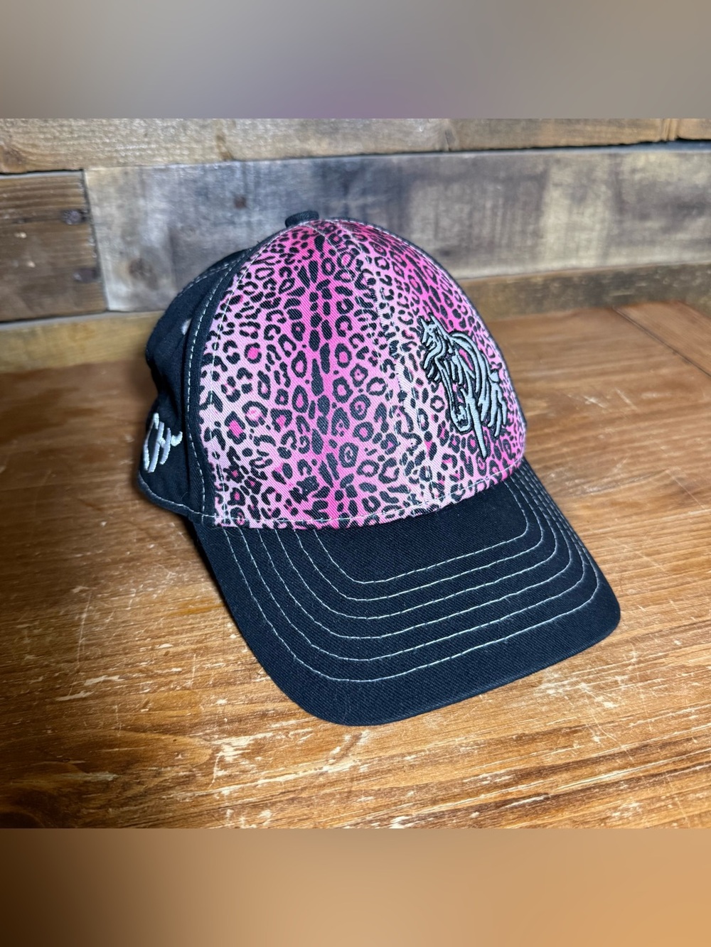 Cowgirl Hardware Hat Cap Strap Back Youth OS Pink Leopard Print Cotton Blend